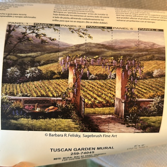 Tuscan garden wall mural wallpaper, art Parkview wall coverings vineyard Italy - Picture 1 of 11